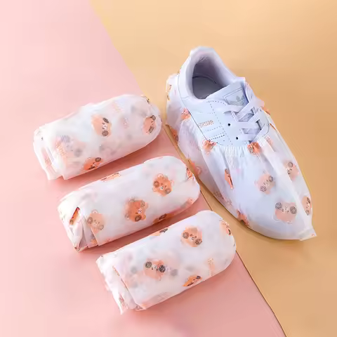 50 Pairs Washable Thick Disposable Shoe Covers, Printed. 26x14cm, Non-Woven, Durable & Breathable