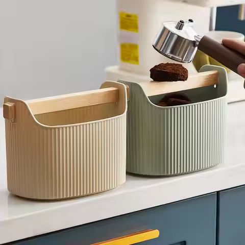 Coffee Knock Box Espresso Dump Bin Removable Espresso Bucket 1300ml Coffee Ground Dump Bin Knock Box