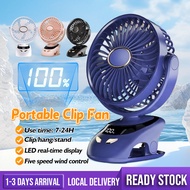 15000mAh Portable Clip Fan USB Rechargeable Fan LED Digital Display Strong Wind Mini Cooling Fan For