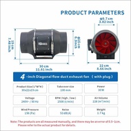 BSBOSS 4 inch 6 inch 8 inch diagonal flow pressurized duct fan bedroom living room toilet kitchen gu