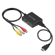 RCA to HDMI Adapter Converter, AV to HDMI Converter with HDMI Cable Supports PAL/NTSC for PS2/VHS/VC