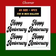[4 in 1] HAPPY ANNIVERSARY LETTER STICKER IN A5 SIZE FOR 10 INCH BALLOON