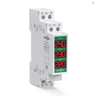 60-450V Three Phase Voltage Meter Modular Voltmeter Gauge 3 LED Digital Display Home Household Volta