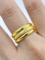แหวนทอง3ห่วงพ่นทราย น้ำหนัก2สลึง แหวนเกลี้ยง แหวนทองปลอม แหวนทองชุบ [N140] แหวนทองผู้หญิง