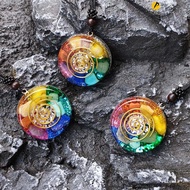 Glittery 7 Chakra Pendant Necklace - Orgonite Energy Stone for Home Decor