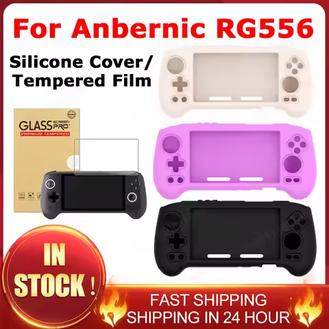 Silicone Case Sleeve/ HD Tempered Glass Film For Anbernic RG556 Game Player Protective Cover/Screen 