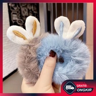 Gratis Ongkir - Scrunchie Bulu Kelinci / Ikat Rambut Karet Bulu / Ikat Rambut Wanita Kekinian