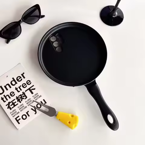 3D Funny Frying Pan Silicone Case For Samsung Galaxy S25Ultra S25Plus S25 S24 S23 S22 S21 Ultra Plus