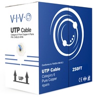 VIVO Blue 250ft Bulk Cat6, Full Copper Ethernet Cable, 23 AWG, UTP Pull Box, Cat-6 Wire, Indoor, Net