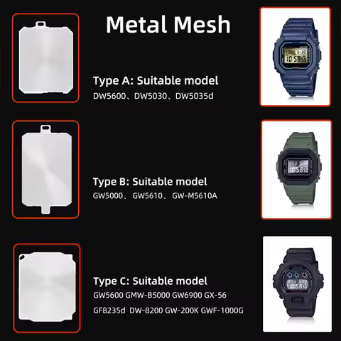 Metal Mesh For Casio G-SHOCK 3229 DW5600 3459 GMW-B5000 GW-M5610 GWF1000 GX56 DW/GW6900 Sun Pattern 