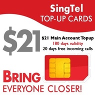 Singtel Main Balance $21 Top Up / Recharge