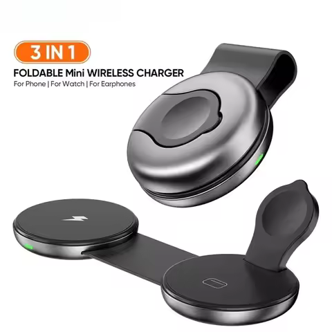 Mini Travel Charger Wireless Charging 3 in 1 Portable Foldable Fast Charger Dock for IPhone 16 15 14