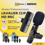 REMAX Mic Wireless Mic Microphone Wireless Live Streaming Mic MDK02 / MDK03 Lavalier Clip Mic Phone 