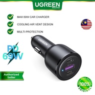 UGREEN USB C Car Charger Fast Charging 69W Type C Car Phone Charger PD 45W 20W Car Charger Adapter SCP 22.5W QC 18W Power Delivery Quick Charge iPhone 13 12 11 iPad Pro M1 MackBook Samsung Redmi Laptop iPhone 15 Pro Max