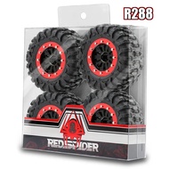 4PCS 65mm 1.3" Aluminum Beadlock Wheels & 7mm Hex Mud Terrain Tires Set for 1/24 1/18 Ascent18 SCX24