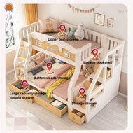 R7  Wood Loft Solid  QQW R7 Frame Children's Bunk with Drawers and Wardrobe Double Decker Bed  R7