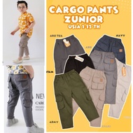 HIJAU Zunior army colored boys' cargo pants Boys' cargo pants Boys' mountain pants Army green cargo 