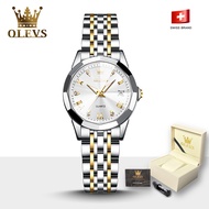 OLEVS Watch For Women Sale Now Relo Water Proof Original 2022 Quartz Movement Date display Gift Items For Women Silver