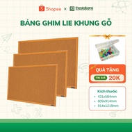 Lie pin board with wooden frame 43x58, 61x91cm - World cork pin board Board with pin box accessories