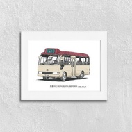 A5 香港手繪紅色小巴掛畫