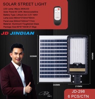 JD solar light  ของแท้ 100%   JD-298 โคมไฟโซล่าเซลล์  ไฟถนนโซล่าเซลล์  IP67 Street light ไฟสีขาว ไฟส่องทาง ส่องสนาม ติดผนัง พร้อมอุปกรณ์ครบชุด