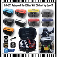 Motorcycle GSB-057 Waterproof Hard Shield With 2 Helmet Top Box 47L HEAVY DUTY