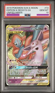 [PSA10] 2019 POKEMON SUN & MOON UNIFIED MINDS 72 ESPEON & DEOXYS GX 太陽伊貝 太陽伊布 伊貝 伊布 代歐奇希斯 Tag Team T