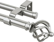 KAMANINA Double Curtain Rod 72 to 144 Inches(6-12 Feet), Dual Curtain Rods for Windows 66 to 120 Inc