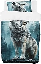 Bed Linen 135 x 200 cm Set - Wolf Howls at the Moon - Microfibre Duvet Cover Set of 2 135 x 200 cm +
