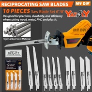 YATOLY 10pcs 6" or 8" Saber Saw Blade 6” & 8” Multi Reciprocating Saw Blades For Wood Metal