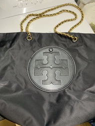 Tory Burch 黑色尼龍金鏈手袋