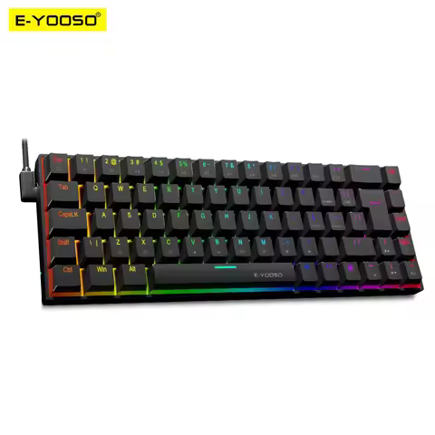 E-YOOSO Z686 USB Wired 60% Mini slim RGB Mechanical Gaming Keyboard Red Switch 68 Key for Brazilian 