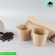 ปลอกแก้ว ปลอกแก้วกระดาษ ปลอกแก้วกาแฟ ปลอกสวมแก้วกาแฟ รุ่นหนา สีน้ำตาล - PF ( 100 ใบ / แพ็ค ) - Fores