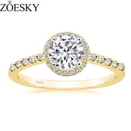 ZOESKY 925 Sterling Silver Rings Promise Rings Gold Round Halo 1.25CT CZ Engagement Rings for Women 