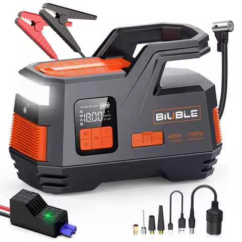 26800mAh Car Jump Starter Power Bank Portable Air Compressor Inflator Pump Power Station 4250A Batte