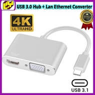 2 In 1 Aluminum Alloy Type C Adapter USB C To HDMI VGA 4k*2k Type C to HDMI and VGA Adapter Cable