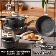 CAROTE Same Style Non Stick 7pcs Cookware Set Kuali Batu Granite,Healthy PFOA Free  Kitchen Set Suit