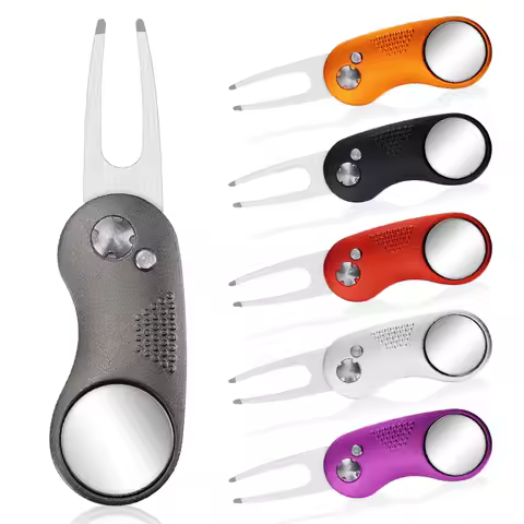 Foldable Golf Pitch Fork Golf High Precise Folding Mini Pitch Repair Tool Marker Pitch Cleaner Golf