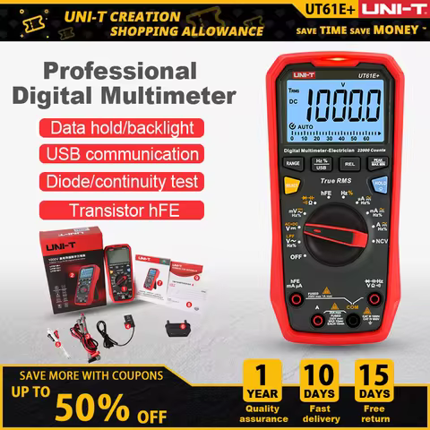 UNI-T Multimeter Digital UT61E Plus Series True RMS 1000V Auto Range Handheld Professional Tester Vo