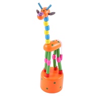 ATON MUSIC Early Intellectual Push Baby Puppet Toys Swing Wooden Toy Colorful Animal Home Party Cartoon Puzzles Rocking Giraffe Toy Giraffe Dancing