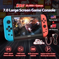 Stock PSP X80 7.0 Inch  Handheld Game Console with 20K+ Games Support For 8 Emulators Retro Games