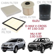 FILTER SET ISUZU D-MAX V-CROSS RT50 RT85 MU-X RF 2.5D 3.0D ENGINE OIL FILTER AIR COND CABIN DIESEL F
