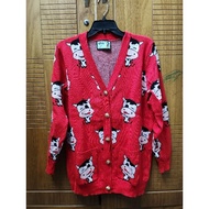 New. freesize red denim cardigan. 329a