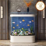 Y1新款輕奢魚缸家用落地水族箱客廳簡約歐式玻璃生態免換水金魚缸