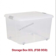 ICONIC STORAGE BOX WITH WHEELS/ TRANSPARENT PLASTIC STORAGE BOX FELTON 80L FSB 959