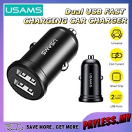 USAMS C20 Dual USB Fast Charging Car Charger 2.4A Mini Car Adapter For Mobile Phone iPh Android Tabl