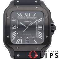 卡地亞 Santos de Cartier 腕錶 LM Santos De Cartier WSSA0039，附原廠錶盒、保固卡、PVD/橡膠錶帶，男士腕錶，黑色，成色極佳 [二手]