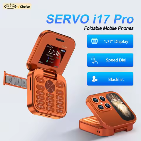 SERVO i17 PRO Mini Flip Mobile Phone 2G GSM Dual SIM Magic Voice Speed Dial Blacklist FM Radio Small