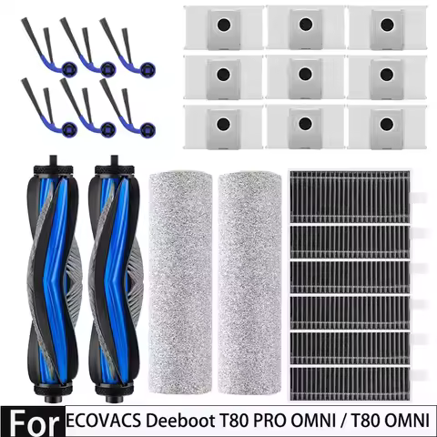 For ( ECOVACS T80 PRO OMNI / T80 OMNI ) Vacuum Parts Main Roller Mop Cloth Side Brush Dust Bag HEPA 
