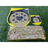 Lativo Sprocket Set 415 With O Ring Chain 132L Gold Yamaha Lc135 Rxz Y125z/Zr Y15ZR (4hole)